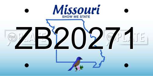 ZB20271 Missouri License Plate