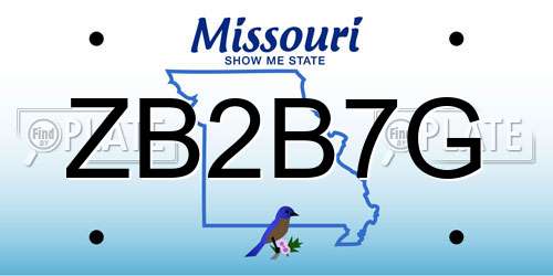 ZB2B7G Missouri License Plate