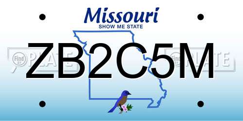 ZB2C5M Missouri License Plate