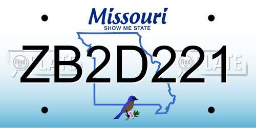 ZB2D221 Missouri License Plate