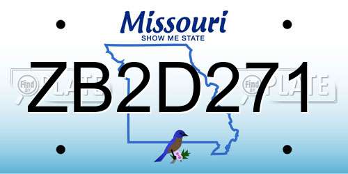 ZB2D271 Missouri License Plate