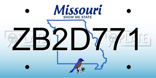 ZB2D771 Missouri License Plate