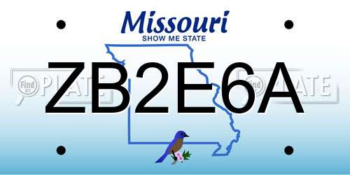 ZB2E6A Missouri License Plate