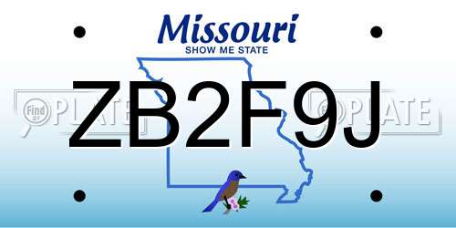 ZB2F9J Missouri License Plate