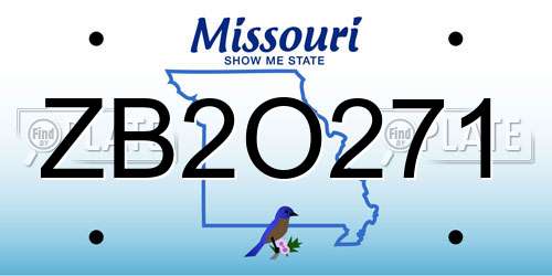 ZB2O271 Missouri License Plate