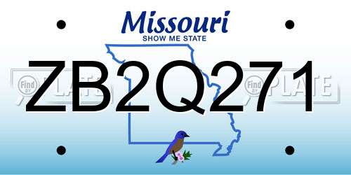 ZB2Q271 Missouri License Plate
