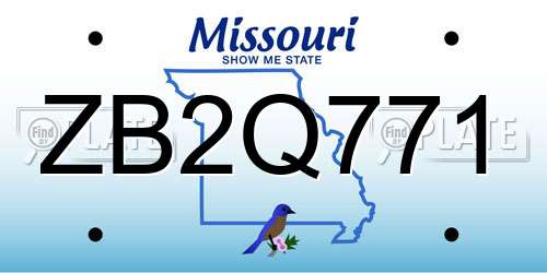 ZB2Q771 Missouri License Plate