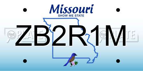 ZB2R1M Missouri License Plate