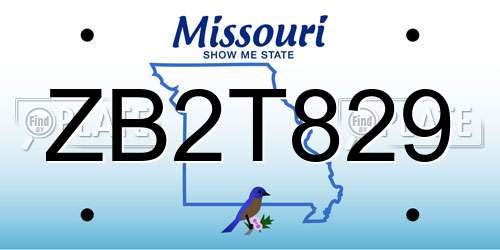 ZB2T829 Missouri License Plate