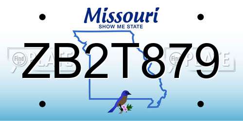 ZB2T879 Missouri License Plate