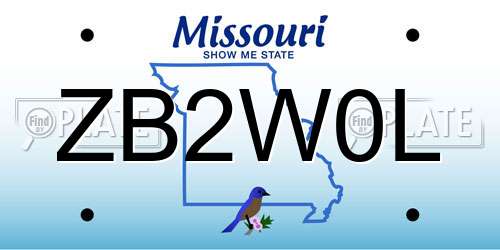 ZB2W0L Missouri License Plate