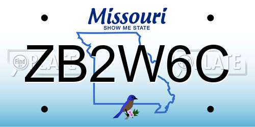 ZB2W6C Missouri License Plate