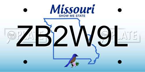 ZB2W9L Missouri License Plate