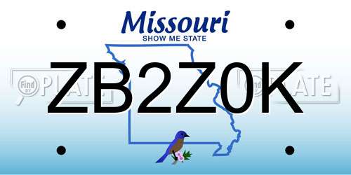 ZB2Z0K Missouri License Plate