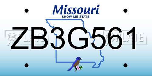 ZB3G561 Missouri License Plate
