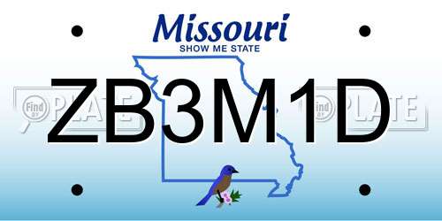ZB3M1D Missouri License Plate