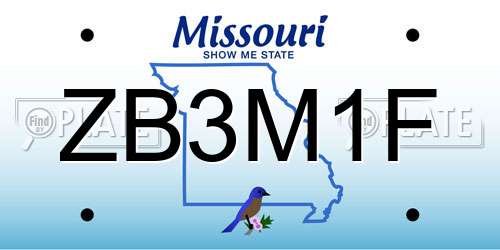 ZB3M1F Missouri License Plate