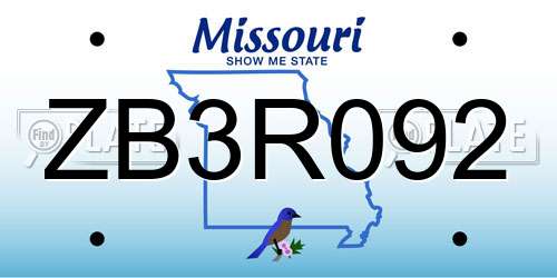 ZB3R092 Missouri License Plate