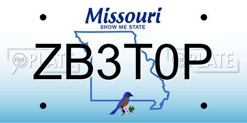 ZB3T0P Missouri License Plate