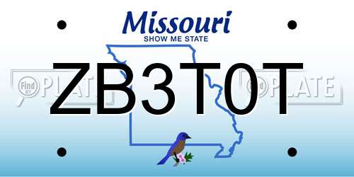 ZB3T0T Missouri License Plate
