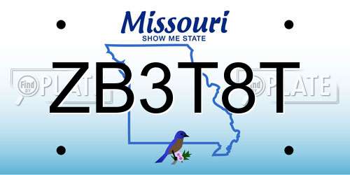ZB3T8T Missouri License Plate