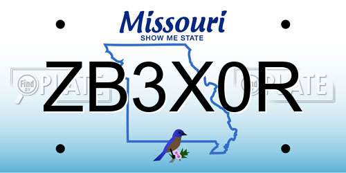 ZB3X0R Missouri License Plate