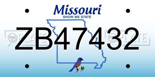 ZB47432 Missouri License Plate
