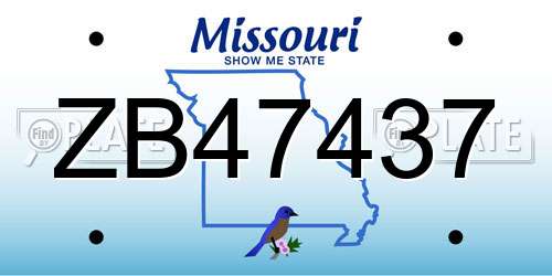 ZB47437 Missouri License Plate