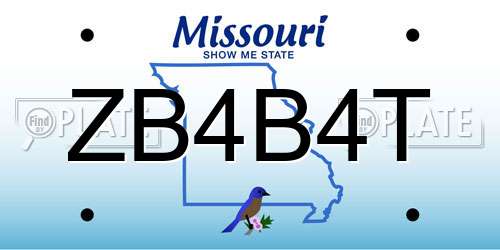 ZB4B4T Missouri License Plate