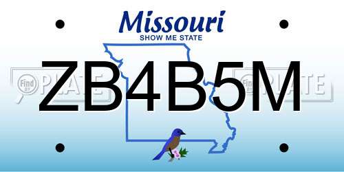 ZB4B5M Missouri License Plate