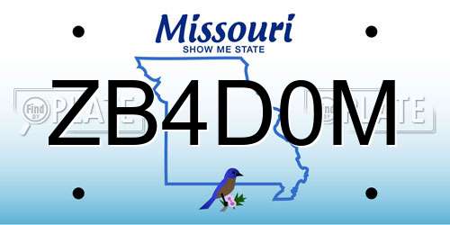 ZB4D0M Missouri License Plate