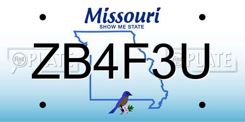 ZB4F3U Missouri License Plate