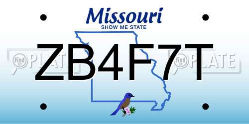 ZB4F7T Missouri License Plate