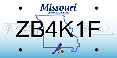 ZB4K1F Missouri License Plate