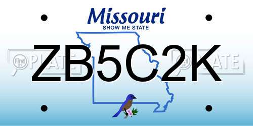 ZB5C2K Missouri License Plate
