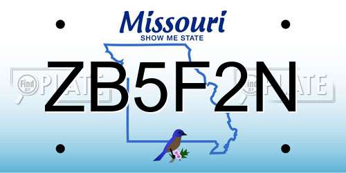 ZB5F2N Missouri License Plate