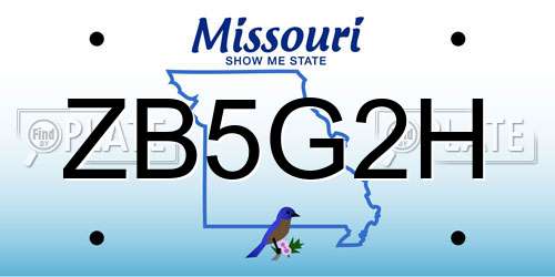 ZB5G2H Missouri License Plate