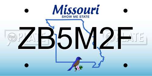 ZB5M2F Missouri License Plate
