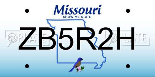 ZB5R2H Missouri License Plate