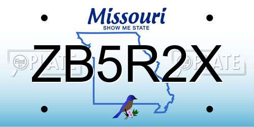 ZB5R2X Missouri License Plate