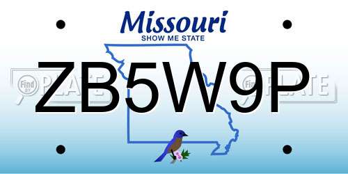 ZB5W9P Missouri License Plate