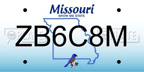 ZB6C8M Missouri License Plate