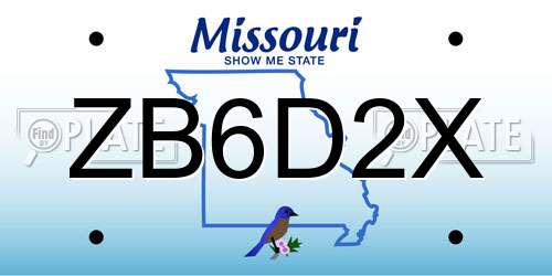 ZB6D2X Missouri License Plate