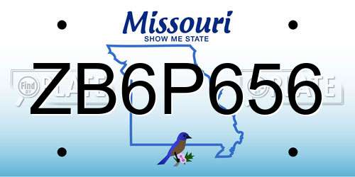 ZB6P656 Missouri License Plate