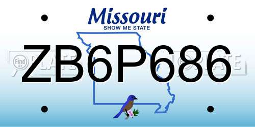 ZB6P686 Missouri License Plate