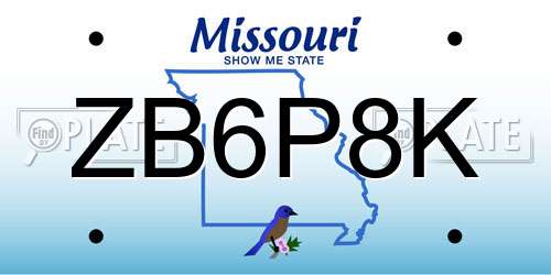 ZB6P8K Missouri License Plate