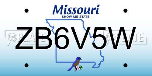 ZB6V5W Missouri License Plate