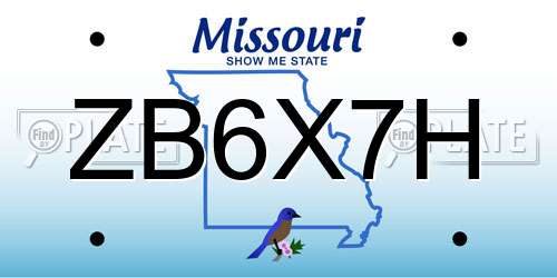 ZB6X7H Missouri License Plate