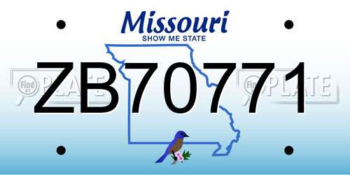 ZB70771 Missouri License Plate