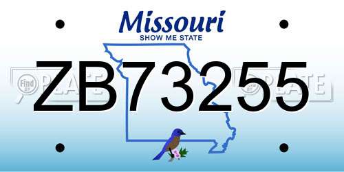 ZB73255 Missouri License Plate